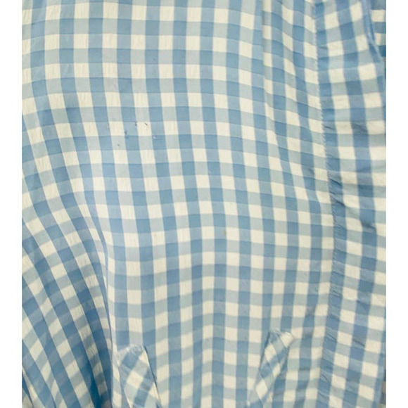 TIBI Summer-Fresh Midi Shirtdress Long Sleeve Gingham Printed Blue Size 4 - Picture 13 of 13
